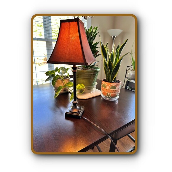 Desk or End Table Lamp Dark Wood 120v - Picture 4 of 4